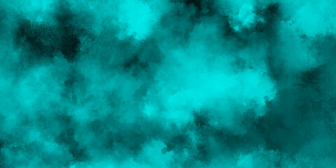 abstract cloud and vapor texture background. Black and Green smoke aquarelle smudge illustration smooth grungy smokey light pastel colors ink glow. Teal color powder explosion