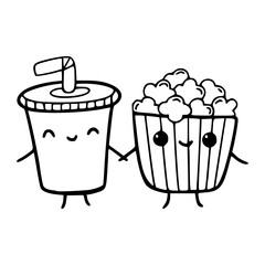 adorable movie night friends outline