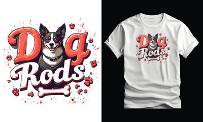 Red, White & Woof, vintage T-shirt Design.