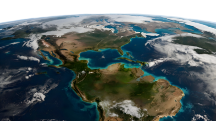 Planet earth globe from space isolated on transparent white background png