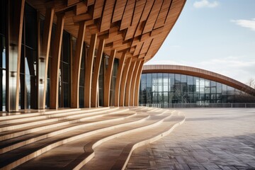 Building wood architecture reflection.