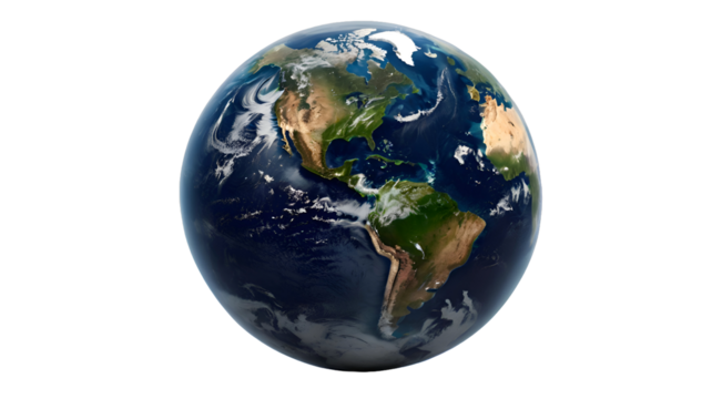 Planet earth globe from space isolated on transparent white background png - Powered by Adobe