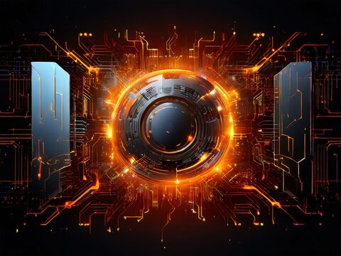 an AI Image Generator, Abstract Futuristic Circuit Design with Centra