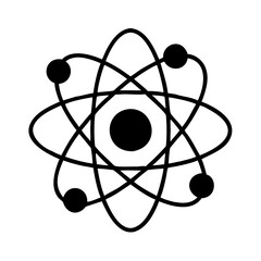 Atom model icon representing molecules for science, chemistry, and physics education
