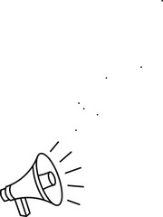 Megaphone outline drawing vector on white background,loud speaker line design vector,loud speaker vector illustration 