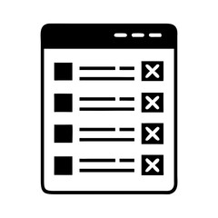Quiz answer sheet icon featuring checkboxes and crossed answers for assessments