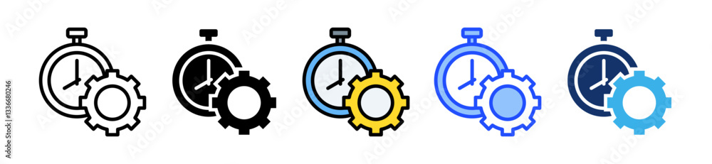 Poster work efficiency icon set with multiple style collection