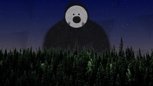 halloween night scene with ghost in the forest