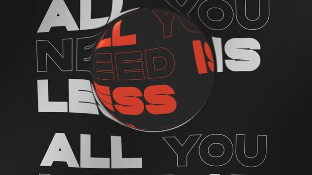 Animated text All you need is less with liquid blobs