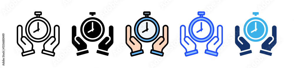 Poster efficiency icon set with multiple style collection