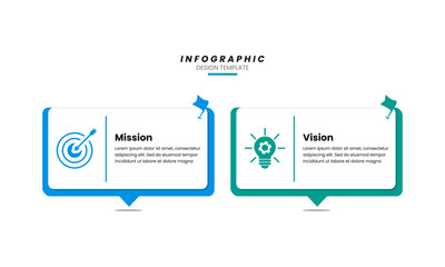Business Infographic Design Template with Two Steps Mission and Vision