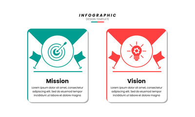 Best Business Infographic Design Template with Two Steps Mission and Vision