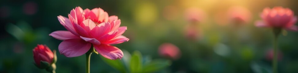 Fototapeta premium Single flower bloom with light rays and shadow, light, petals, botanical