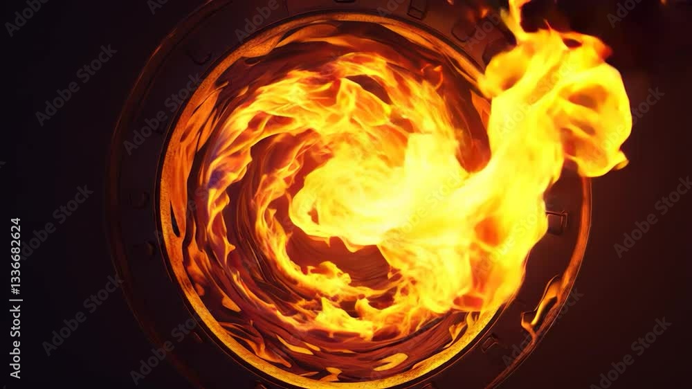 Aufkleber intense fiery swirl of flames and heat from circular opening creates mesmerizing glow and dynamic mo