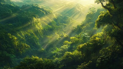 Fototapeta premium Exploring lush green canopies dense jungle gigapixel aerial shot tropical environment high altitude vibrant nature