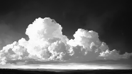 Obraz premium Monochrome landscape: dramatic cloudscape over a dark horizon