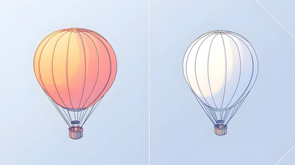 Obraz premium Pastel Hot Air Balloons Soaring High Above, A Dreamy Ascent Towards Serene Skies, Peaceful Flight, Colorful Balloons, Adventure, Travel