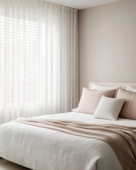 Obraz premium Soft Morning Light Filtering Through Sheer White Curtains