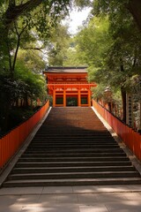 A beautiful temple gateway set in a lush, green environment, inviting exploration.
