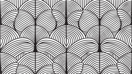 Seamless pattern with geometric waves. Endless stylish texture. Ripple bold monochrome background. Linear weaved grid. Thin interlaced swatch. with white background