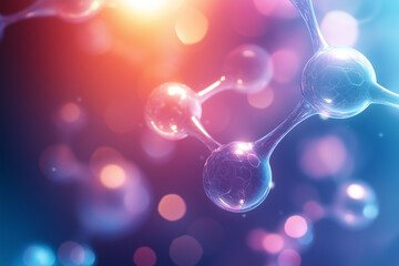 Futuristic 3D molecules in soft pink and orange light. Perfect for medical, science, or biotech visuals that need a high-tech, innovative look
