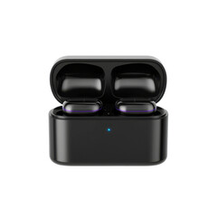 Stylish Black Wireless Earbuds with Charging Case, Modern Design, Noise Cancellation Features, and High-Quality Sound Experience
