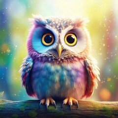 幸せをもたらす虹色のふくろう、幸運、開運、シンクロニシティがいっぱい起こるハッピーアイコン