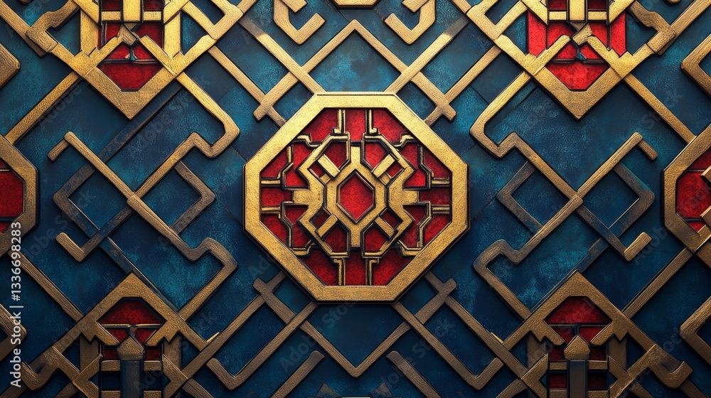 Poster creating intricate chinese geometric patterns china digital art studio close-up gigapixel masterpiec