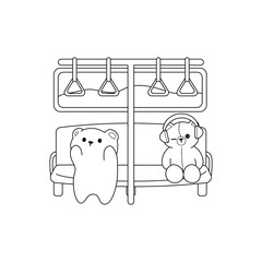 Coloring page bears in train