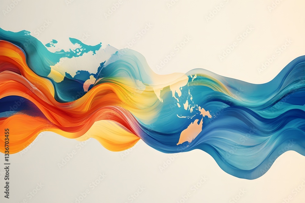 Aufkleber colorful abstract waves representing global connectivity and unity
