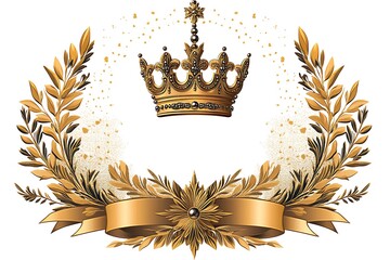 Golden crown with wings and laurel wreath emblem