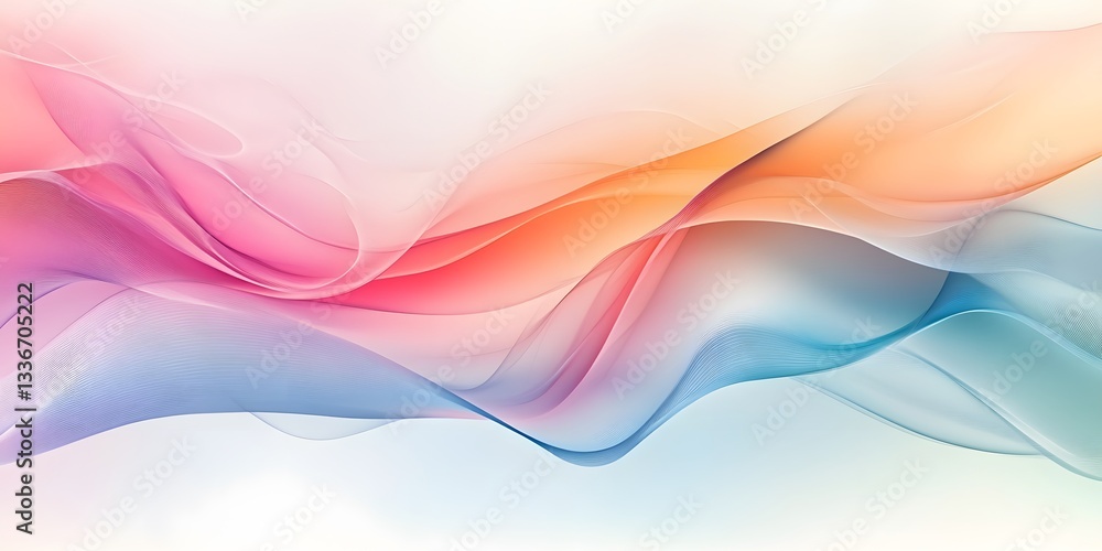 Poster Soft Abstract Background with Flowing Waves in Pastel Colors