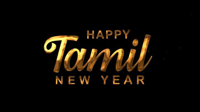 Happy Tamil New Year Text Animation on Gold Color, suitable for digital greetings, social media posts, and festive designs for the Tamil community.