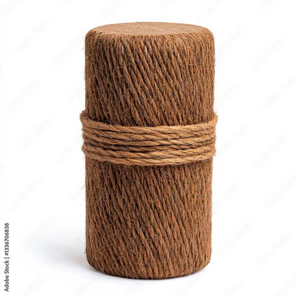 Poster Realistic photography of a roll of natural rope wrapped neatly showcasing its versatile uses in crafts and home decor as well as practical applications for various diy projects