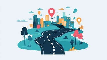 Obraz premium Visualize success and achievement global perspective roadmap gigapixel digital environment motivational concept
