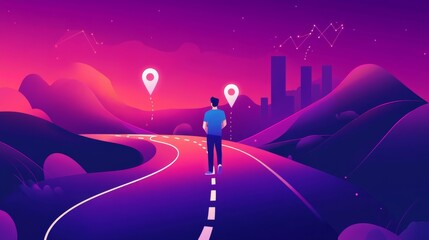 Obraz premium Visualize success and achievement global reach infographic digital space aerial view roadmap concept