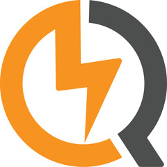 Letter Q with bolt logo design