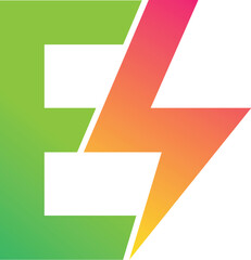 Letter E with Bolt Logo design