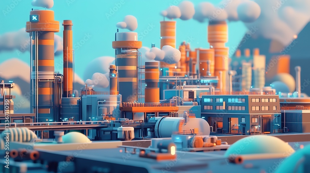 Poster a futuristic smart factory designed entirely by ai for maximum efficiency.