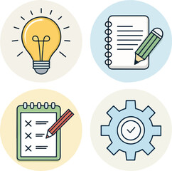 Idea Icon Set with Editable Stroke   Creativity and Innovation Symbols