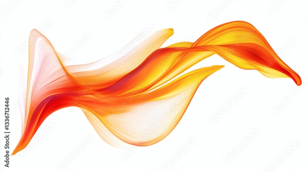Poster abstract smooth minimalist fire symbol with gradient red, yellow and orange waves in warm colors iso