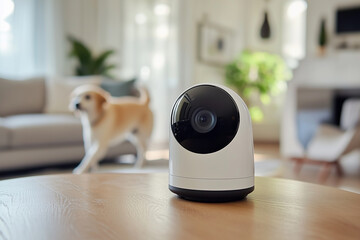 Naklejka na ściany i meble ペットの見守りカメラのイメージ　犬
