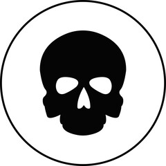 Skull crossbone pirate icon logo Halloween ghost graphic danger anatomy symbol Silhouette. Cartoon skull death flat and line vector isolated on transparent background for apps and game