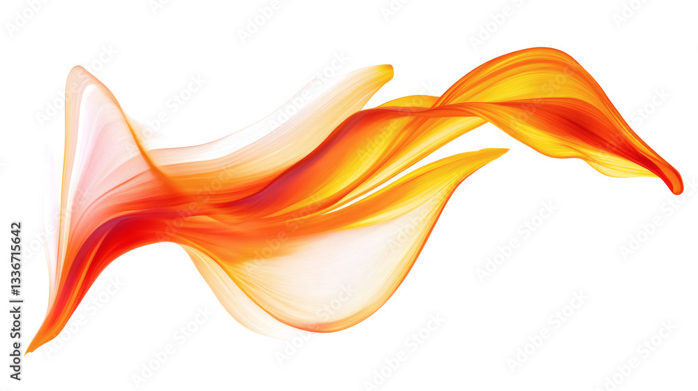 Poster abstract smooth minimalist fire symbol with gradient red, yellow and orange waves in warm colors iso