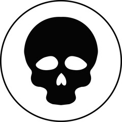 Skull crossbone pirate icon logo Halloween ghost graphic danger anatomy symbol Silhouette. Cartoon skull death flat and line vector isolated on transparent background for apps and game