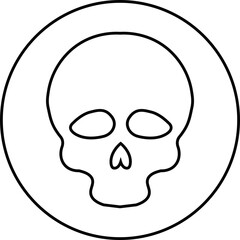 Skull crossbone pirate icon logo Halloween ghost graphic danger anatomy symbol Silhouette. Cartoon skull death flat and line vector isolated on transparent background for apps and game