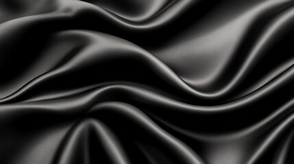 Fototapeta premium Elegant black satin folds with soft highlights, premium and stylish composition