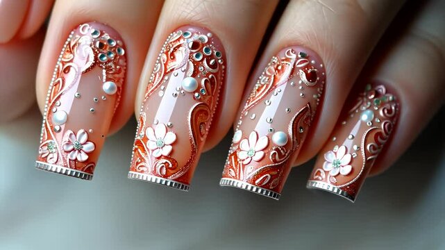 Design refinement - presenting the finesse of nail art through creative details, modern trends, stylish expressions, blending craftsmanship with elegance for captivating, polished appearance.