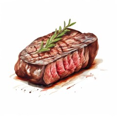 an AI Image Generator, Delicious Juicy Steak with Rosemary Garnish on a Black Plate