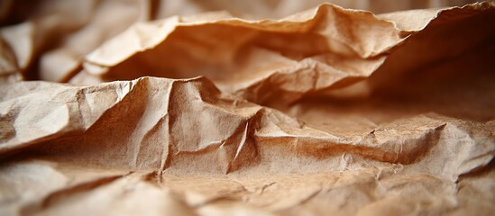 Crumpled brown paper texture close-up